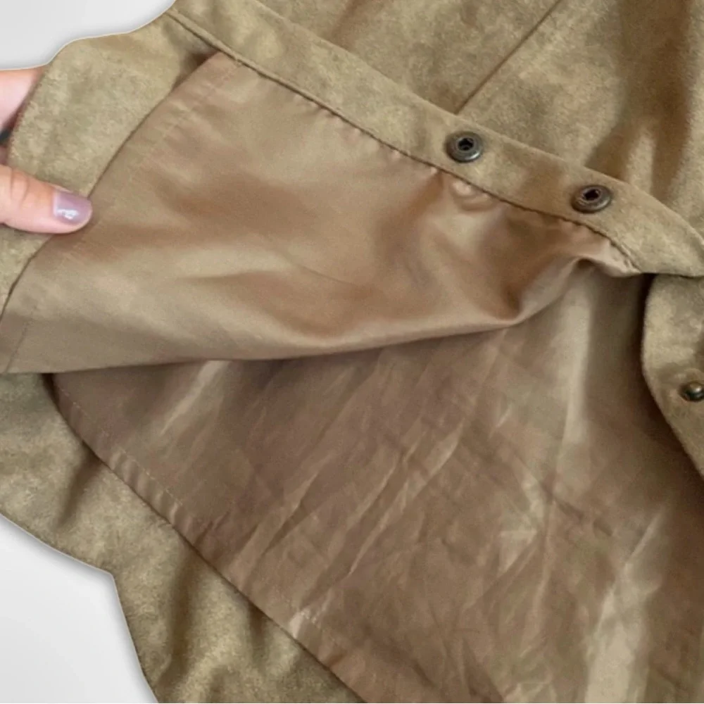 Blue Rain Vegan Suede Lined Scalloped Tan Mini Skirt